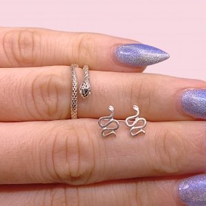 Conjunto Anillo Serpiente y Aros Serpiente mini de Plata 925